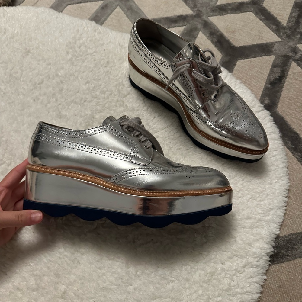 Prada Silver Platform Mule
